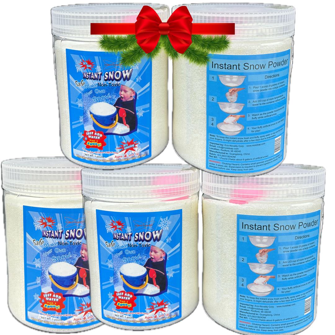 5 Packs of 1-Pound Jars of Amazing Artificial Snow Just Add Water and It Expands 100x, Makes 8 Gallons - Image 4