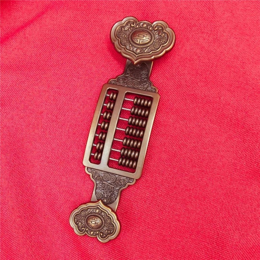 Antique Bronze Collection with Bracket Copper Gilt Wufu Wishful Abacus Office - Image 2