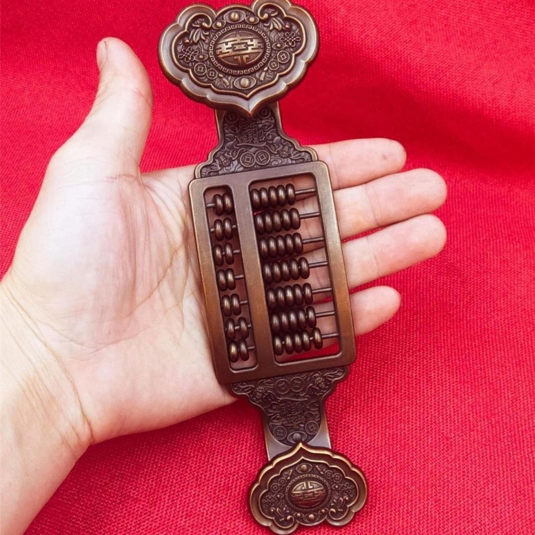 Antique Bronze Collection with Bracket Copper Gilt Wufu Wishful Abacus Office - Image 3