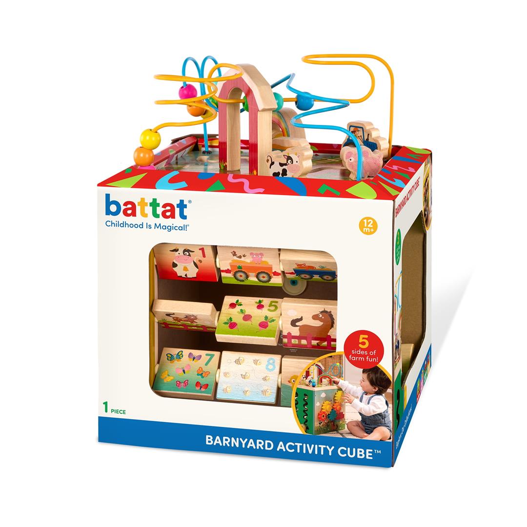 Battat Barnyard Activity Cube with 5 Multicolor Sides and Bead Maze Wooden, Baby and Toddler Toys - Image 10