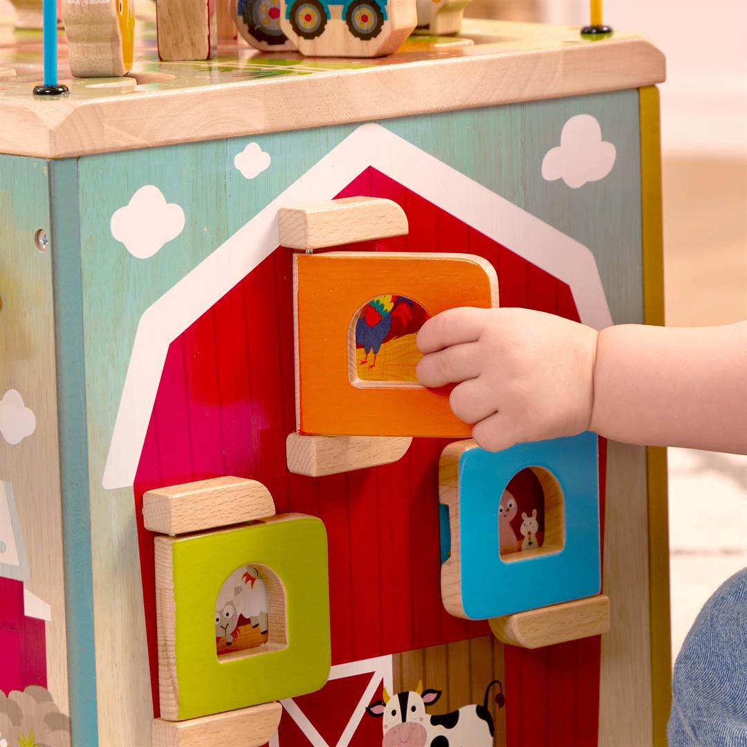 Battat Barnyard Activity Cube with 5 Multicolor Sides and Bead Maze Wooden, Baby and Toddler Toys - Image 2