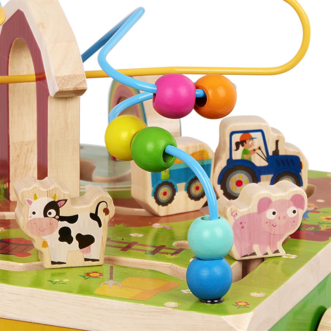 Battat Barnyard Activity Cube with 5 Multicolor Sides and Bead Maze Wooden, Baby and Toddler Toys - Image 4