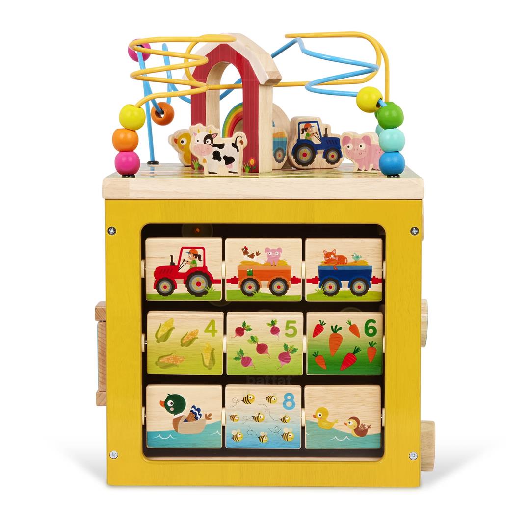 Battat Barnyard Activity Cube with 5 Multicolor Sides and Bead Maze Wooden, Baby and Toddler Toys - Image 9