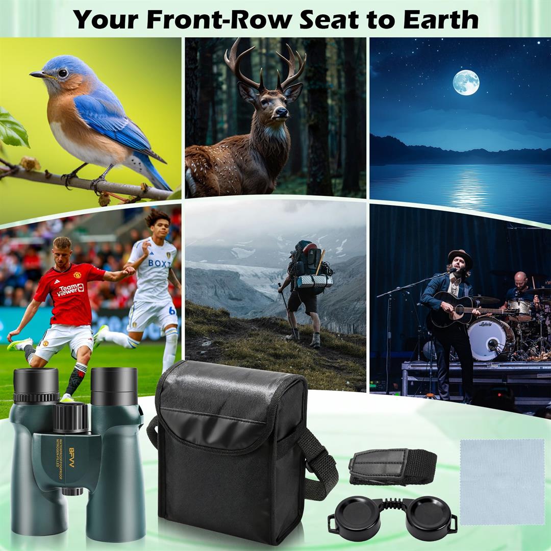 BFVV 10x42 HD High-Power Binoculars for Adults - BAK4 Prism, FMC Lens, Waterproof Fogproof for Bird Watching, Hunting, Stargazing, Concerts - Image 5