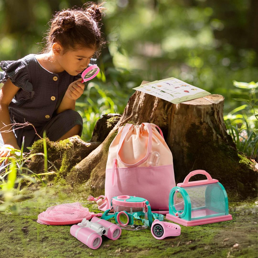 Catcher Kit For 12pcs Explorer Outdoor Adventure Set With Binoculars Butterfly Net Insect Box Magnifying Glass And Compass Watch 3-12 (pink) - Image 4