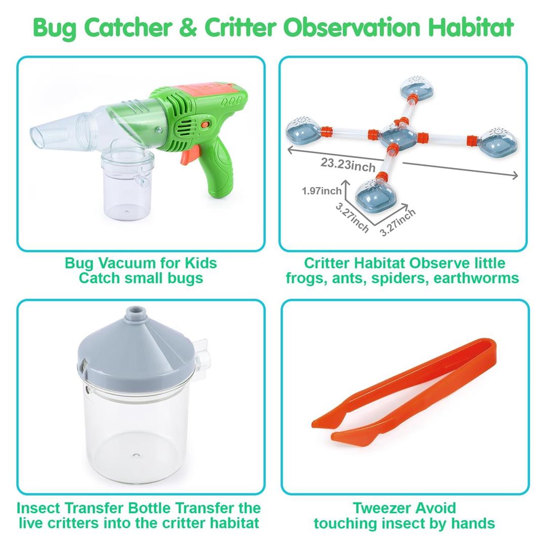 Catcher Kit For Bugs Toys 3-5 Vacuum Catching Critter Keeper Habitat Insect Collection Terrarium Summer Outside 1-3 4 5 6 7 8+ Gift - Image 5