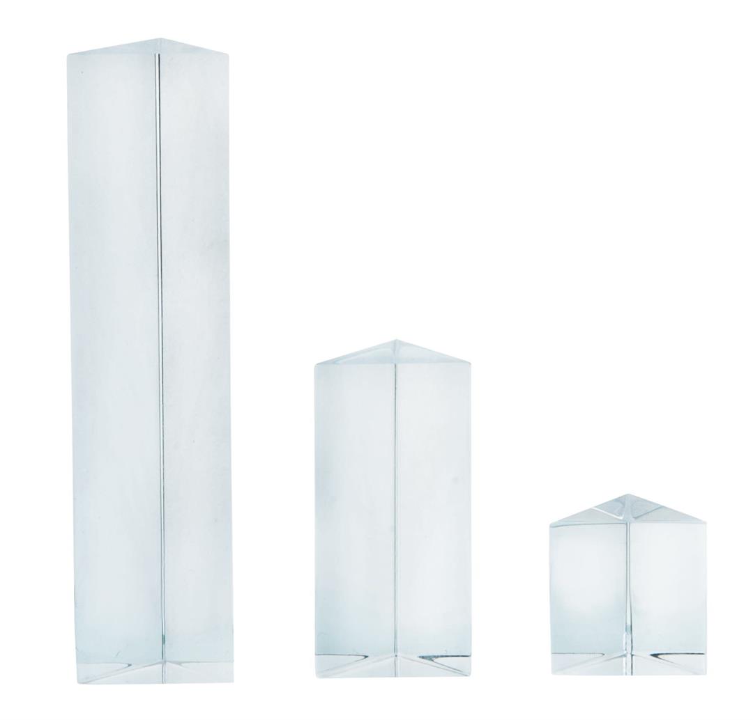 Equilateral Prisms 18pc Set - 6 Each of 1", 2", & 4" Lengths, 25mm Face Size - Acrylic Prisms - Classroom Pack - Eisco Labs - Image 3