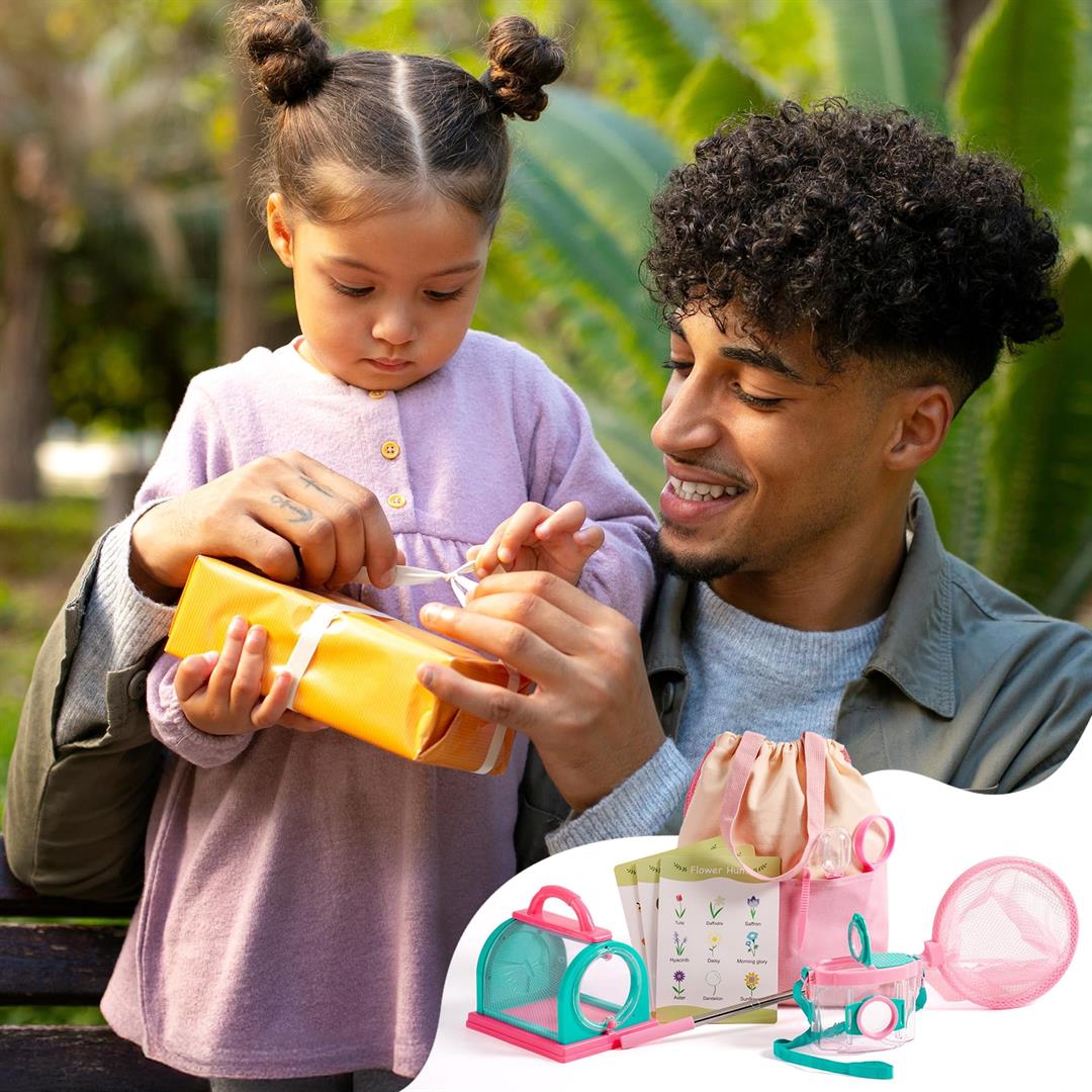 Explorer Kit & Catcher For 10pcs Outdoor Catching With Magnifying Glass Net Adventure Set Backyard Camping Fun Gift 3-12 (pink) - Image 2