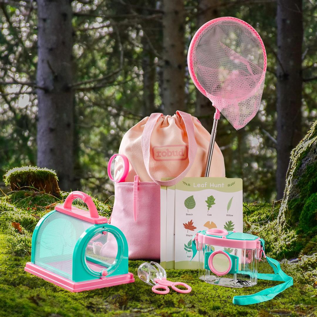 Explorer Kit & Catcher For 10pcs Outdoor Catching With Magnifying Glass Net Adventure Set Backyard Camping Fun Gift 3-12 (pink) - Image 8