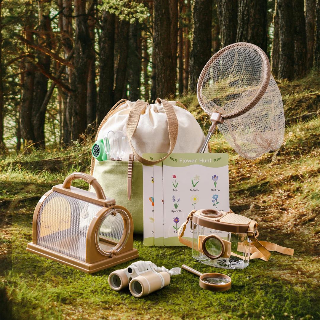 Explorer Kit & Catcher For 12pcs Catching Outdoor Collection With Binoculars Butterfly Net Insect Box Magnifying Glass And Compass Watch 3-12 - Image 6