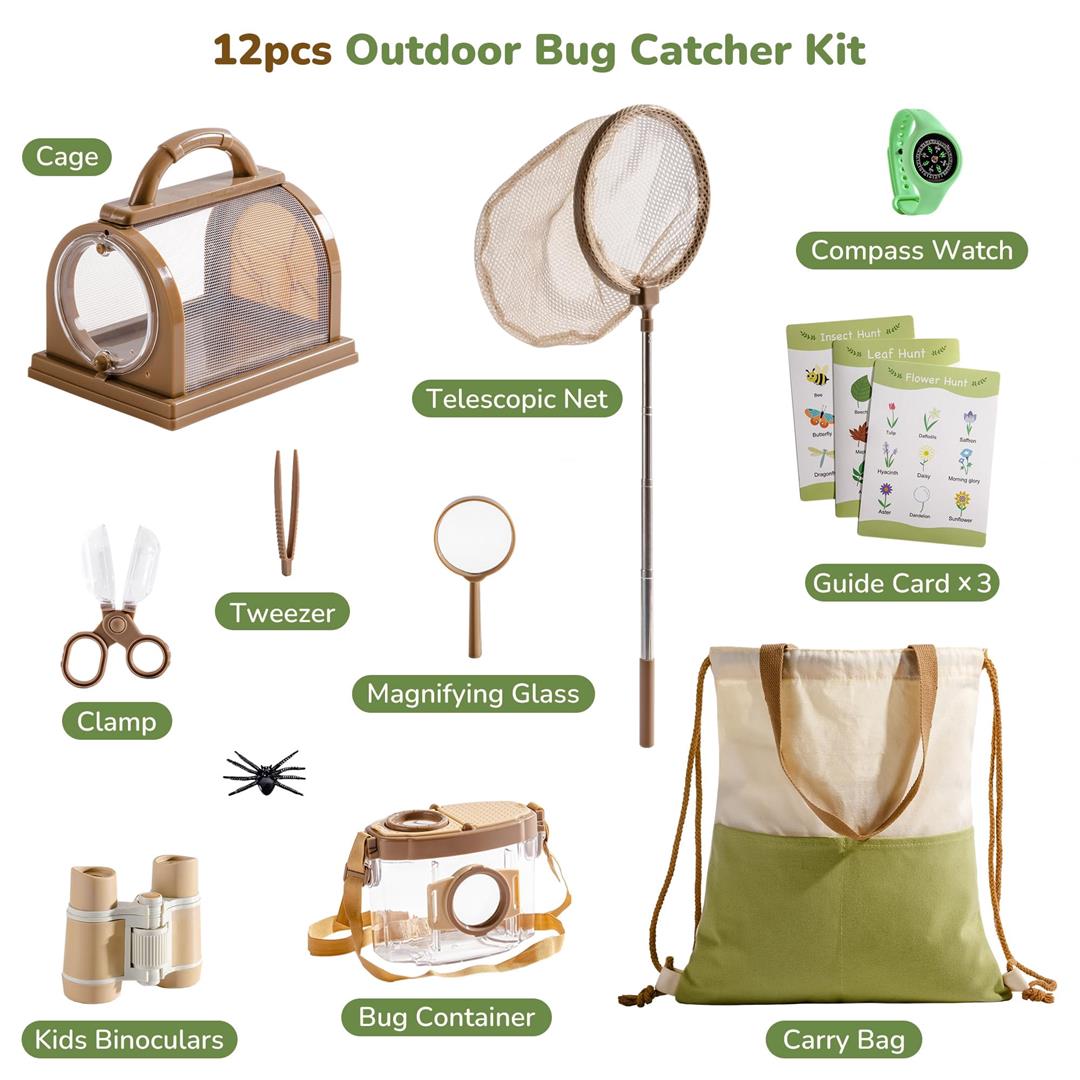 Explorer Kit & Catcher For 12pcs Catching Outdoor Collection With Binoculars Butterfly Net Insect Box Magnifying Glass And Compass Watch 3-12 - Image 8