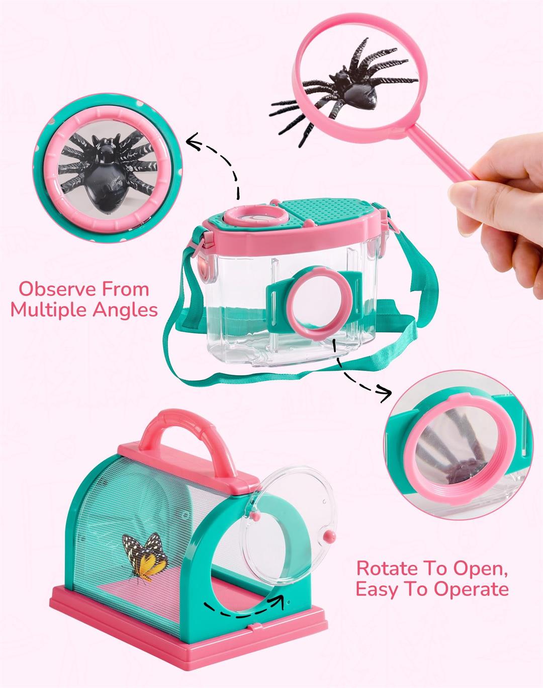 Explorer Kit Catcher With Bag Pink Outdoor Exploration Set For Camping Montessroi Coming Closer To Nature Wrp28 - Image 6