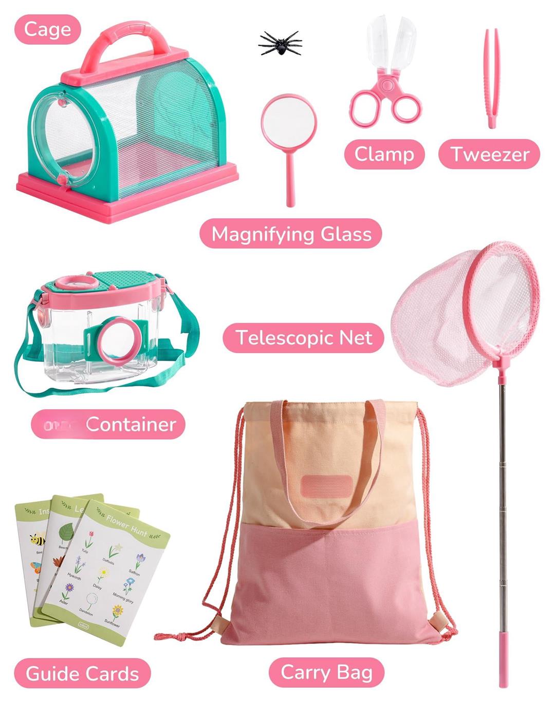 Explorer Kit Catcher With Bag Pink Outdoor Exploration Set For Camping Montessroi Coming Closer To Nature Wrp28