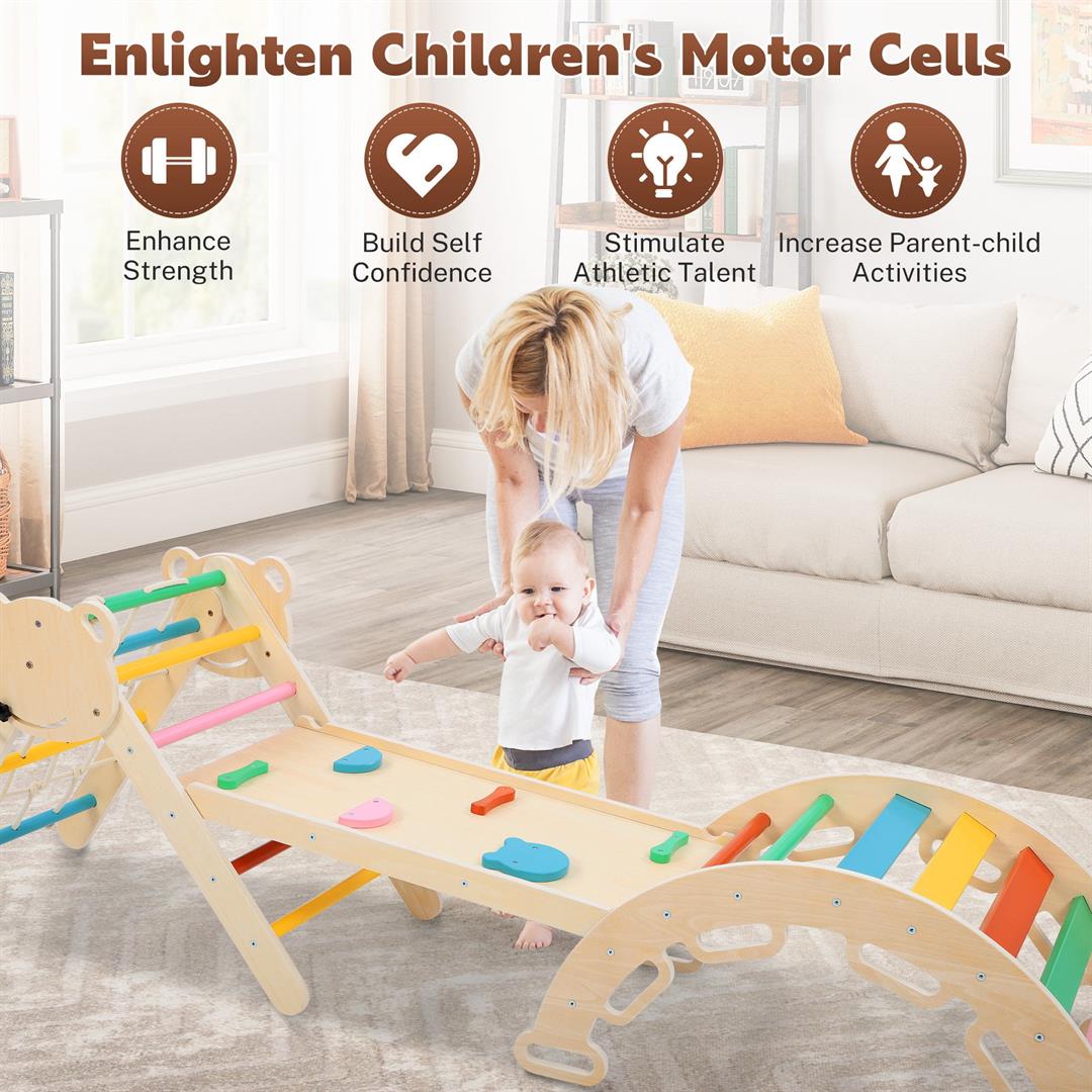 iYofe 7-in-1 Pikler Triangle Climber Set with Slide & Ramp | Indoor Jungle Gym for Toddlers 1-3 Climbing Toys for Toddlers, Baby Climbing Blocks & Montessori Toys - Image 2