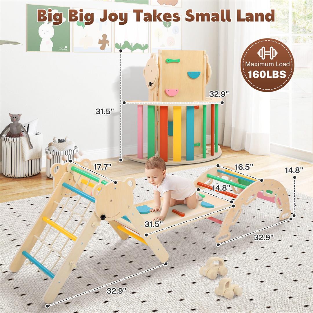 iYofe 7-in-1 Pikler Triangle Climber Set with Slide & Ramp | Indoor Jungle Gym for Toddlers 1-3 Climbing Toys for Toddlers, Baby Climbing Blocks & Montessori Toys - Image 5