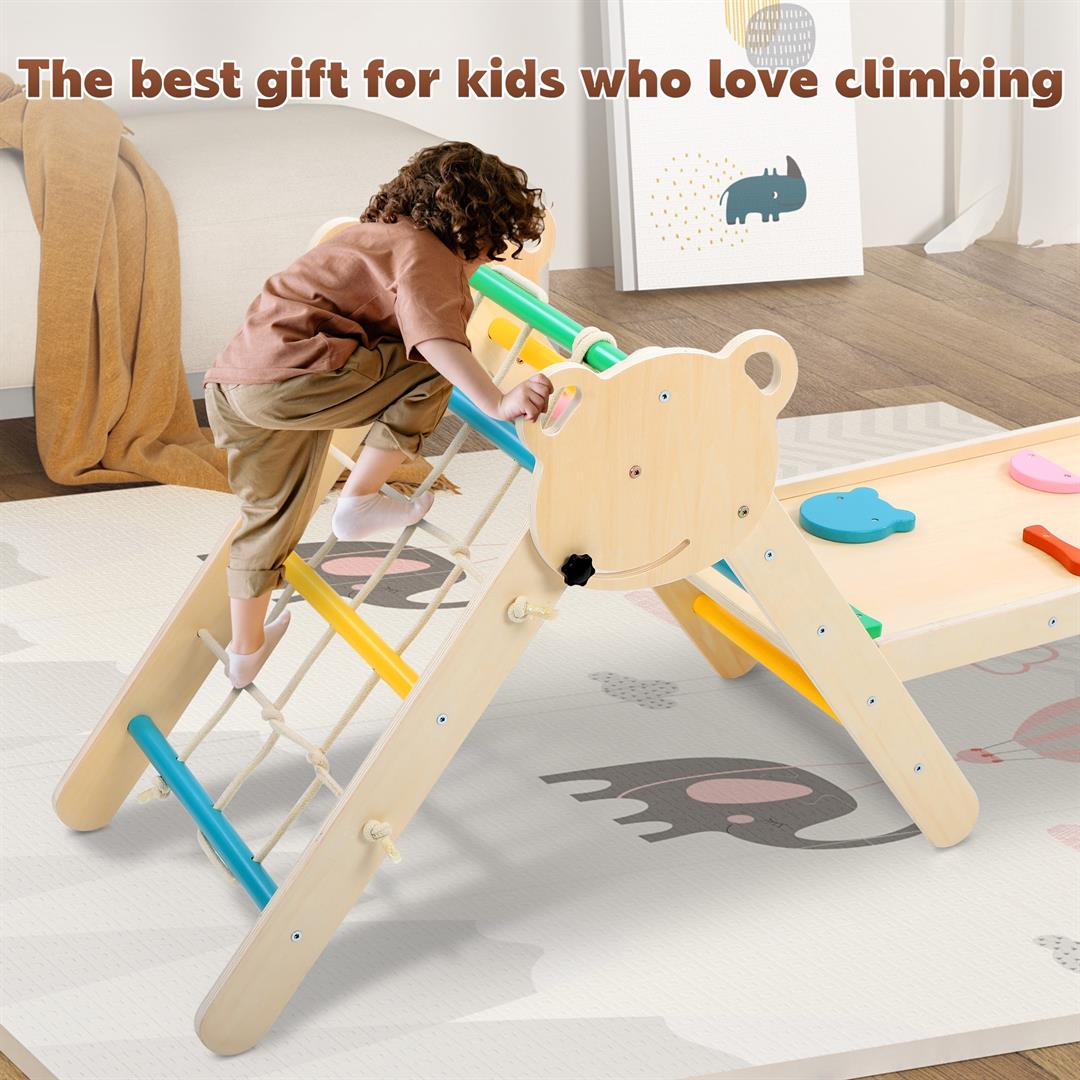 iYofe 7-in-1 Pikler Triangle Climber Set with Slide & Ramp | Indoor Jungle Gym for Toddlers 1-3 Climbing Toys for Toddlers, Baby Climbing Blocks & Montessori Toys - Image 7