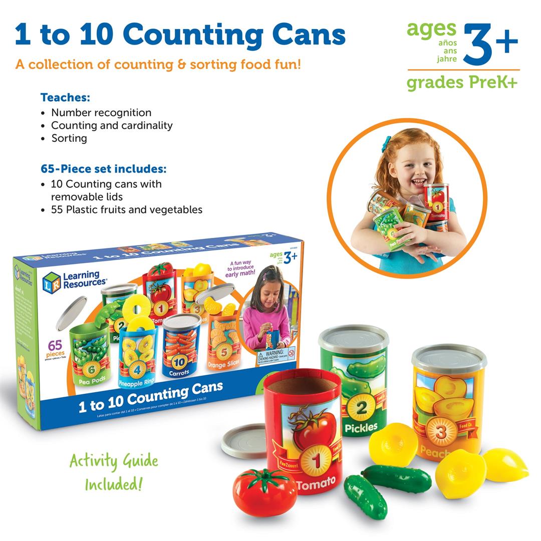 learning resources 1 10 counting cans set, preschool toys, ages 3+