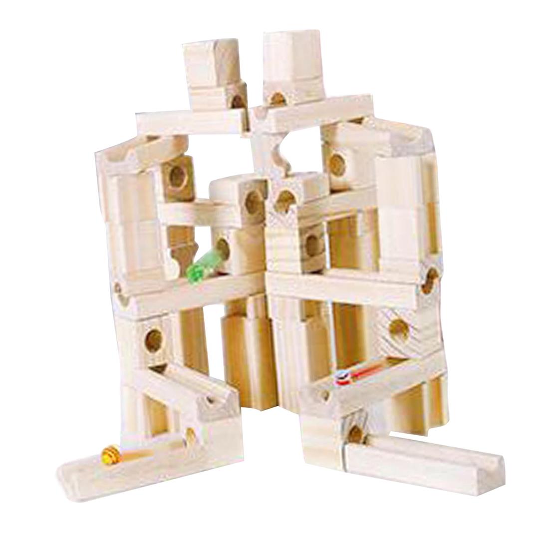 LeeQinersw Wooden Marble Run Building Blocks Marble Ramps Track Blocks Game Sensory Toy for 60pcs - Image 4
