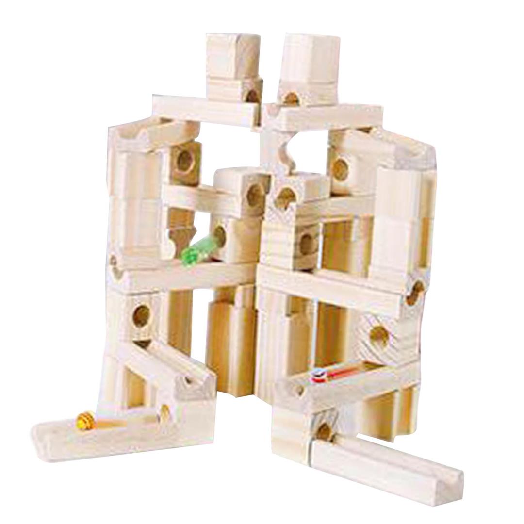 LeeQinersw Wooden Marble Run Building Blocks Marble Ramps Track Blocks Game Sensory Toy for 60pcs