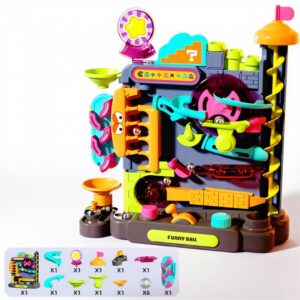 Marble Run for Kids Ages 4-8, Ball Drop Toys Set with Ball Popper, Car Track Toy Car Ramp for Boys Girls Christmas Birthday Gifts