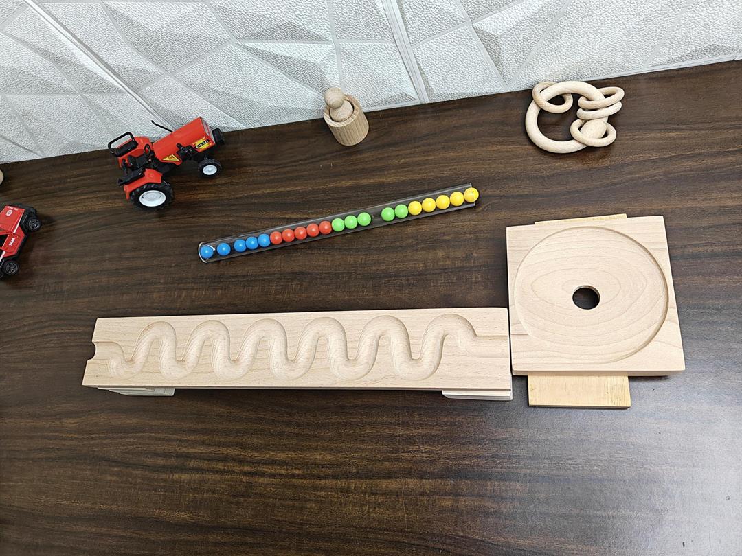Marble Run Track, Full Set with Funnel Kancha Long Track Plate ,Marble Race Wooden Plate,Toy, Montessori toy Set for christmas gift playing Wooden Tracks set - Image 2