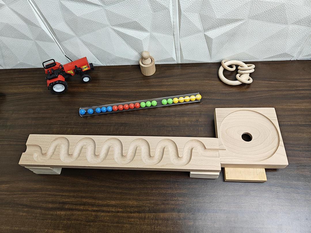 Marble Run Track, Full Set with Funnel Kancha Long Track Plate ,Marble Race Wooden Plate,Toy, Montessori toy Set for christmas gift playing Wooden Tracks set - Image 3