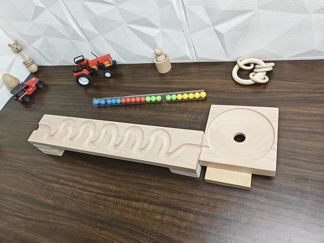 Marble Run Track, Full Set with Funnel Wave Marble Track Plate , Marble Race Wooden Plate,Toy, Montessori toy Set for christmas gift playing Wooden Tracks set - Image 2