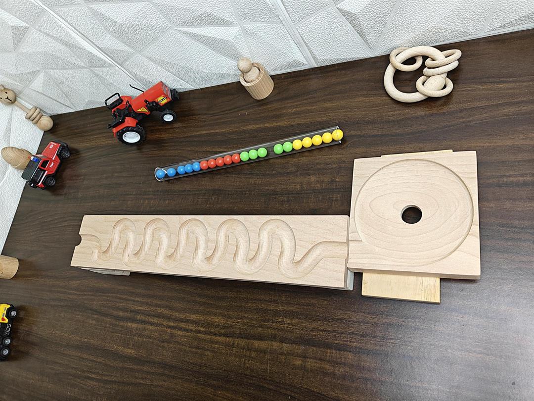 Marble Run Track, Full Set with Funnel Wave Marble Track Plate , Marble Race Wooden Plate,Toy, Montessori toy Set for christmas gift playing Wooden Tracks set - Image 3