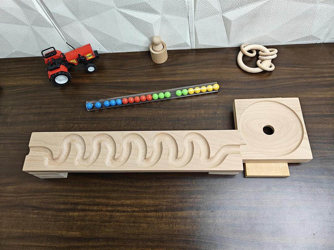 Marble Run Track, Full Set with Funnel Wave Marble Track Plate , Marble Race Wooden Plate,Toy, Montessori toy Set for christmas gift playing Wooden Tracks set - Image 5