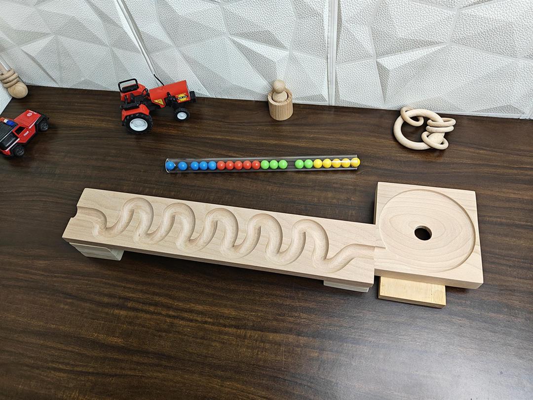 Marble Run Track, Full Set with Funnel Wave Marble Track Plate , Marble Race Wooden Plate,Toy, Montessori toy Set for christmas gift playing Wooden Tracks set