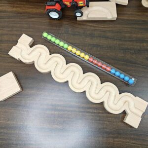 Marble run track Kancha 3d wood track toy for kids, wooden gift for kids toy, montessory toy birthday gift christmas gift pack 1 Track with pipe