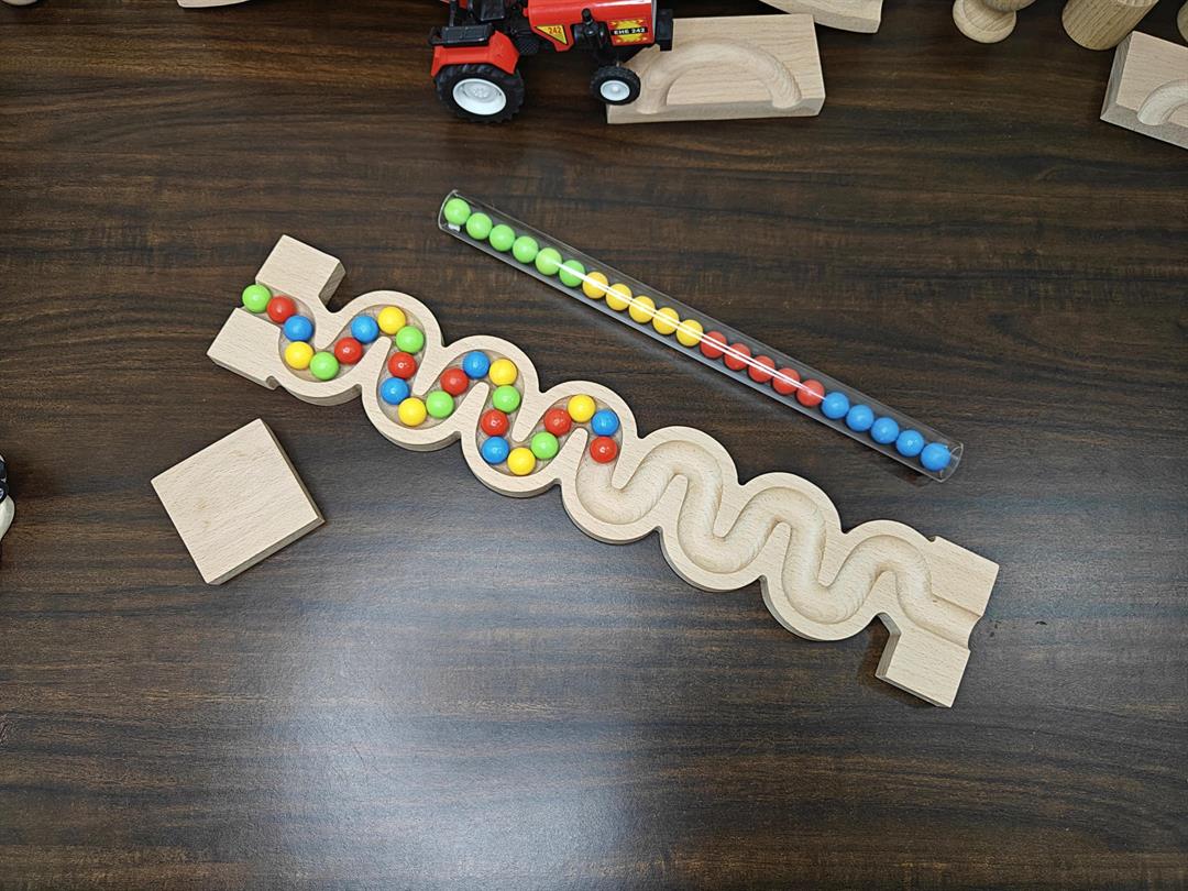 Marble run track Kancha 3d wood track toy for kids, wooden gift for kids toy, montessory toy birthday gift christmas gift pack 1 Track+Pipe+marbles - Image 5