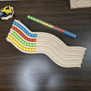 Marble run track sea wave 4 Line wood track toy for kids, wooden gift for kids toy, montessory toy birthday gift christmas gift pack 1 Track+Pipe+marbles