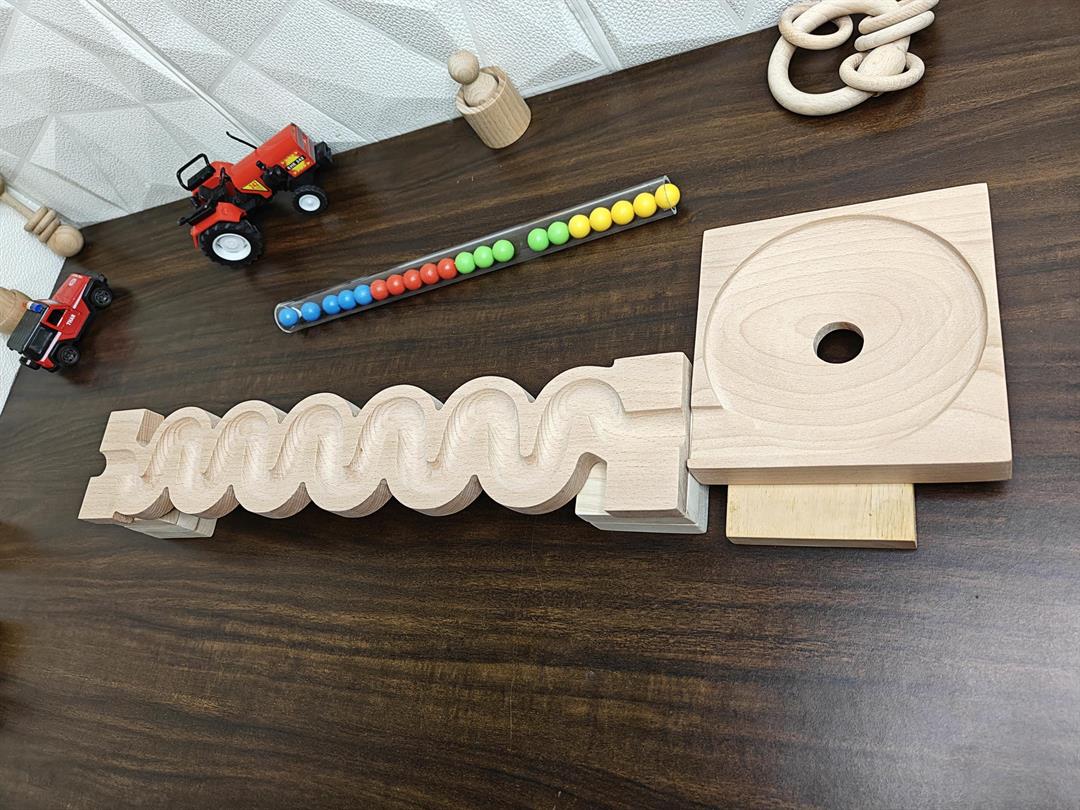 Marble Run Track,Full Set with Funnel Kancha 3d Long Track Plate,Marble Race Wooden Plate,Toy, Montessori toy Set for christmas gift playing Wooden Tracks set - Image 2