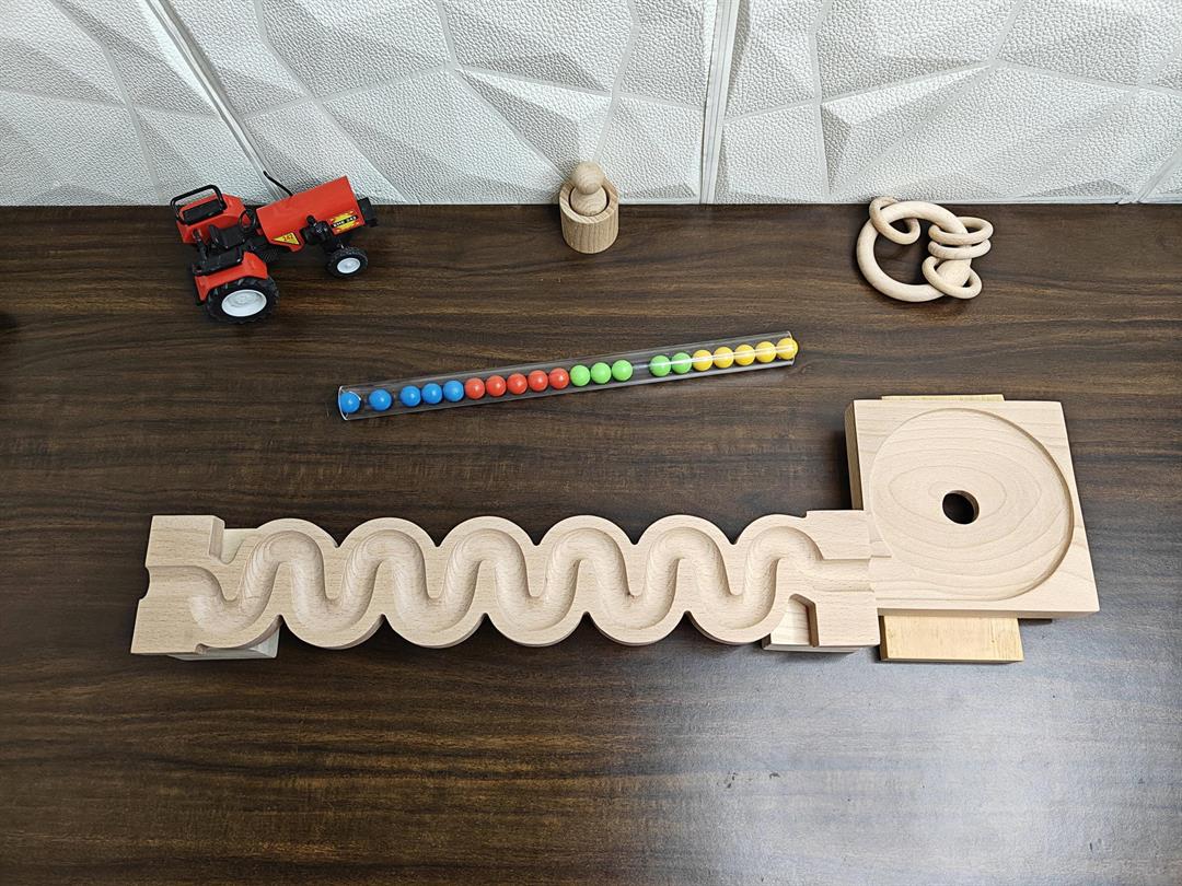 Marble Run Track,Full Set with Funnel Kancha 3d Long Track Plate,Marble Race Wooden Plate,Toy, Montessori toy Set for christmas gift playing Wooden Tracks set - Image 5