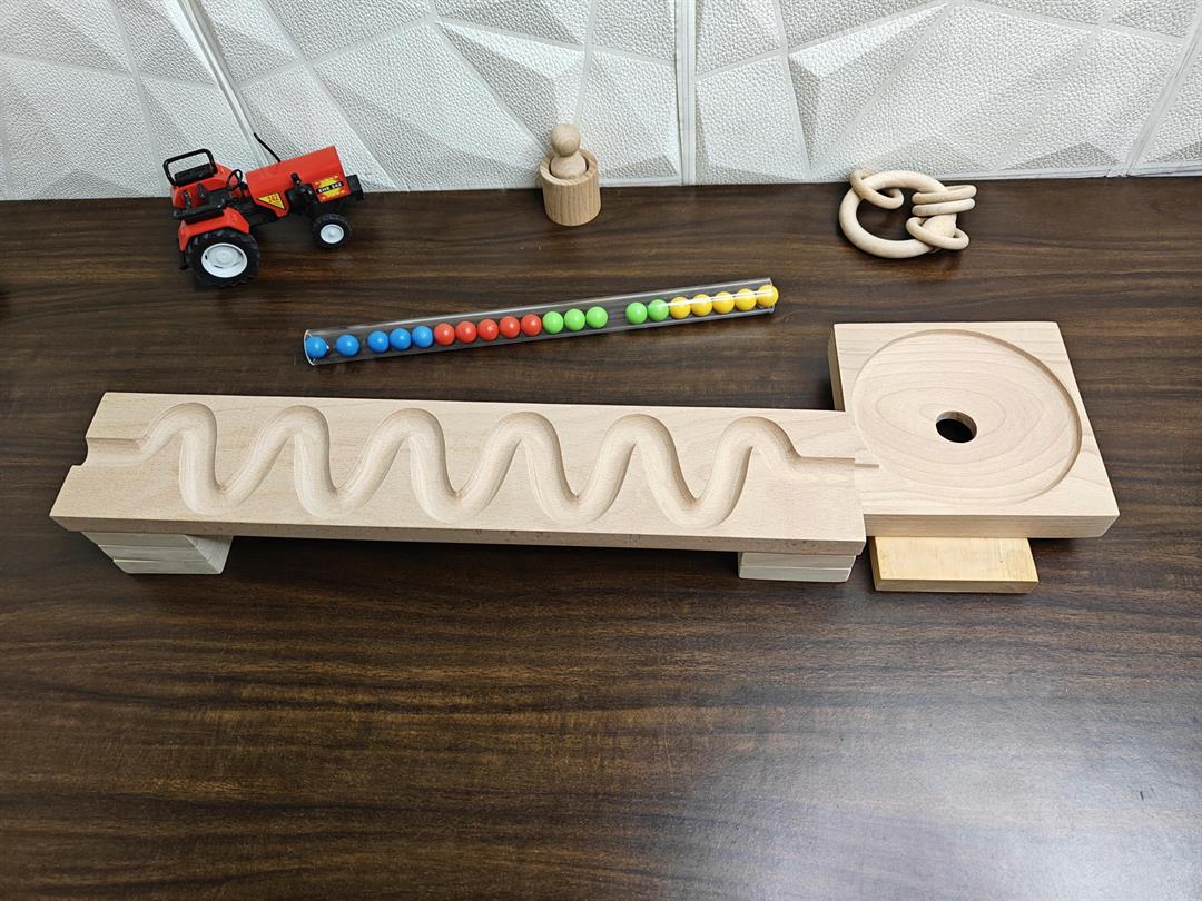 Marble Run Track,Full Set with Funnel Zigzag Marble Track Plate, Marble Race Wooden Plate,Toy, Montessori toy Set for christmas gift playing Wooden Tracks set - Image 2