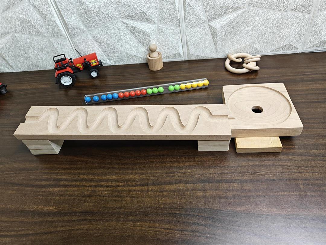 Marble Run Track,Full Set with Funnel Zigzag Marble Track Plate, Marble Race Wooden Plate,Toy, Montessori toy Set for christmas gift playing Wooden Tracks set - Image 4