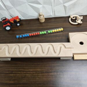 Marble Run Track,Full Set with Funnel Zigzag Marble Track Plate, Marble Race Wooden Plate,Toy, Montessori toy Set for christmas gift playing Wooden Tracks set