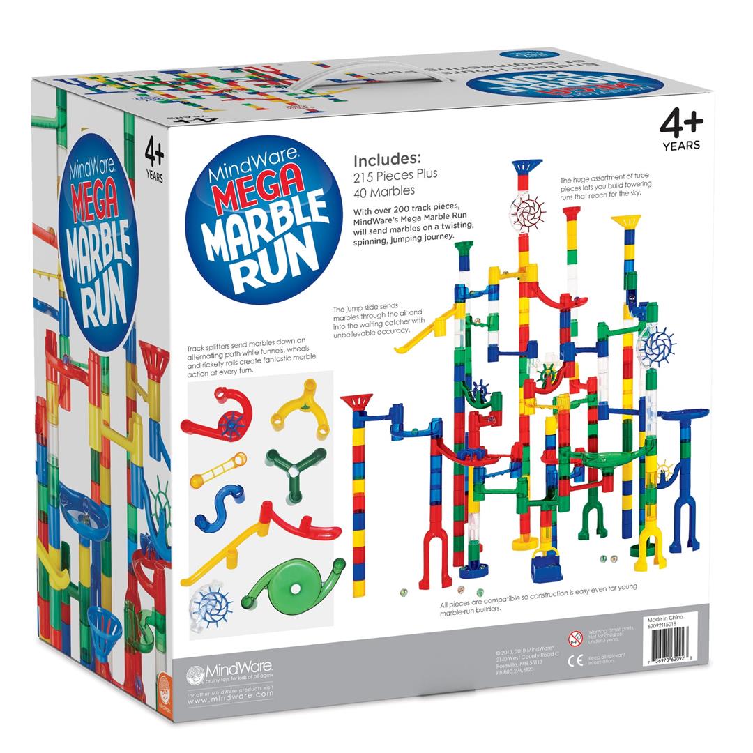 MindWare Marble Run Building Set, Large 215 Pieces and 40 Marbles, STEM Engineering Construction Toy Tracks - Image 2