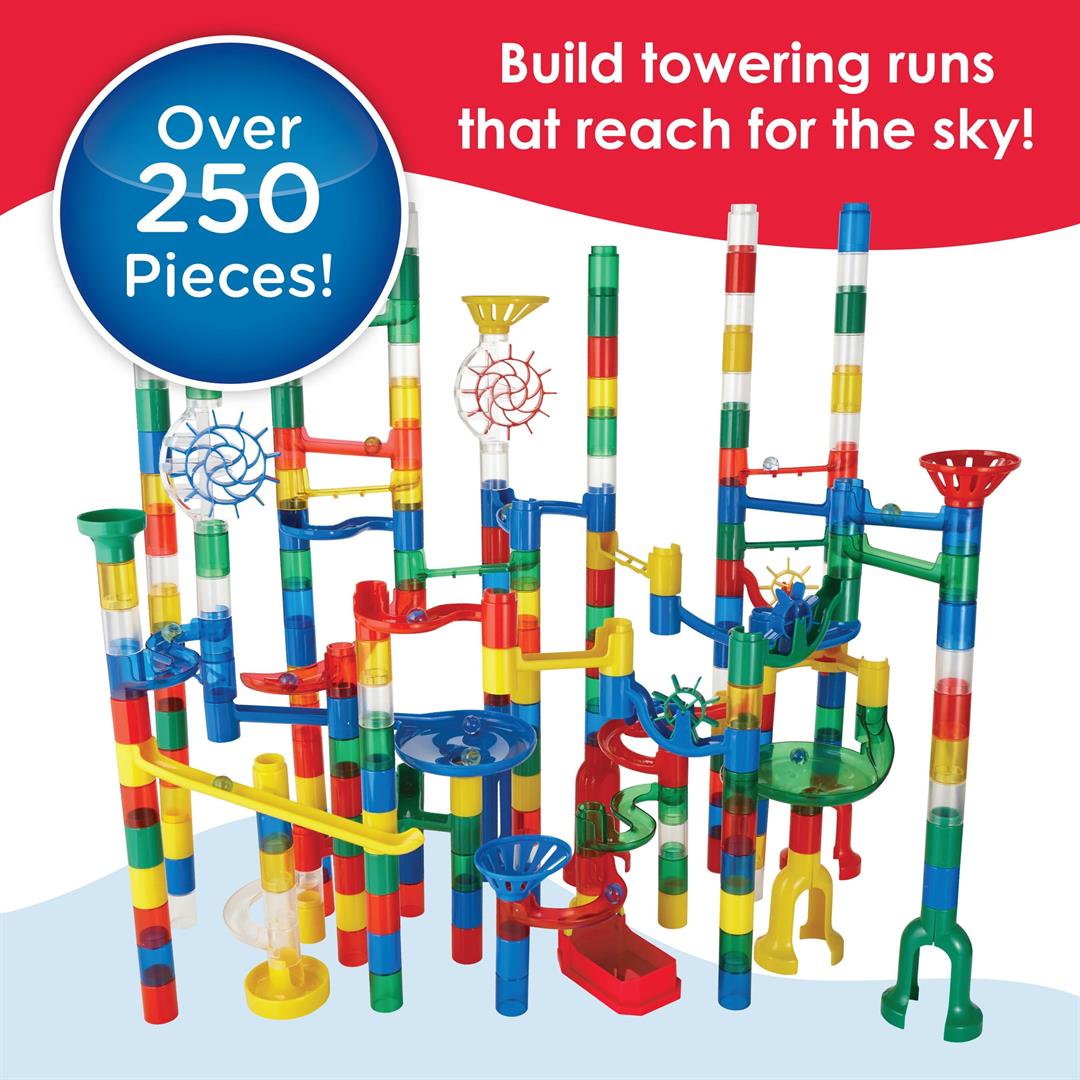 MindWare Marble Run Building Set, Large 215 Pieces and 40 Marbles, STEM Engineering Construction Toy Tracks - Image 4