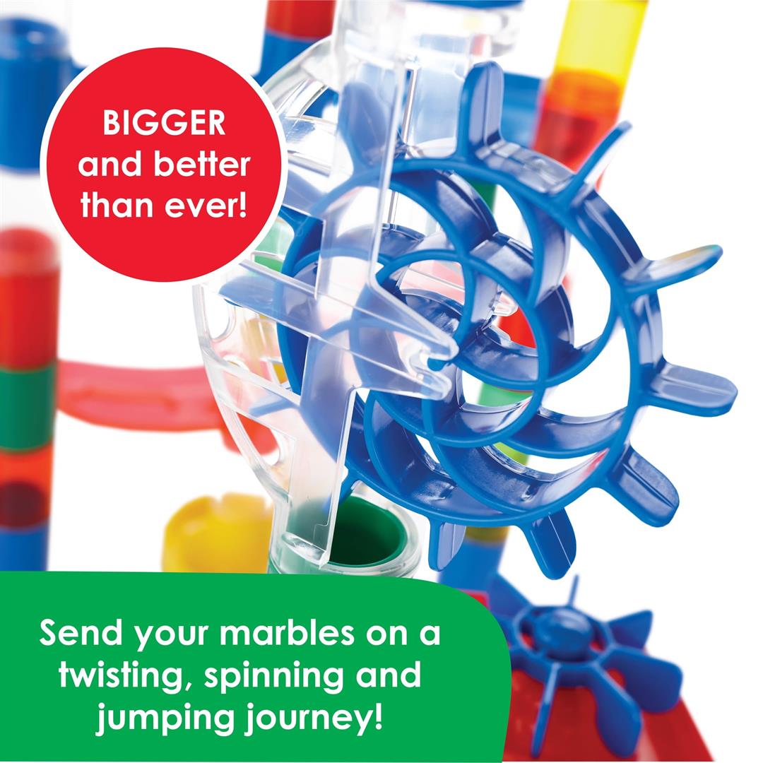 MindWare Marble Run Building Set, Large 215 Pieces and 40 Marbles, STEM Engineering Construction Toy Tracks - Image 5