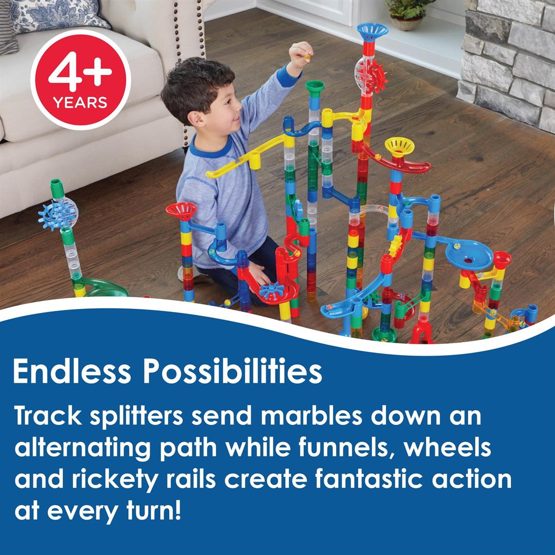 MindWare Marble Run Building Set, Large 215 Pieces and 40 Marbles, STEM Engineering Construction Toy Tracks - Image 6