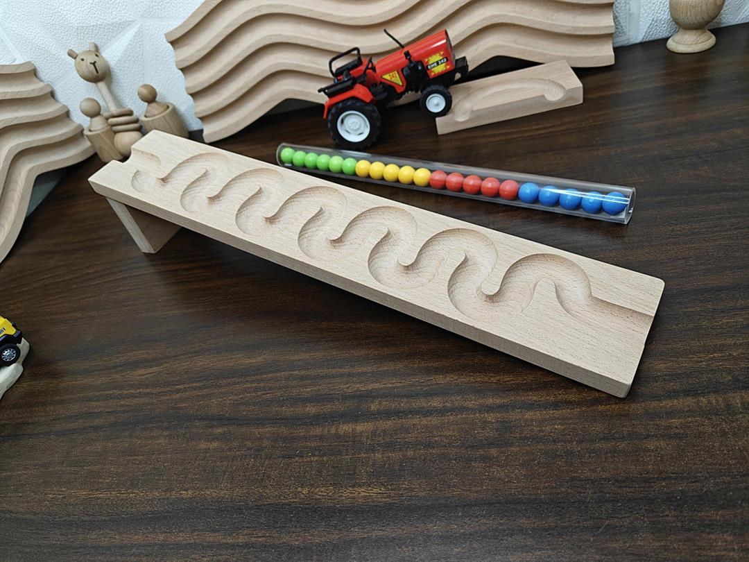 Pack of 2 Marble run Track Haba wood quality track toy for kids, wooden gift for kids toy, montessory toy birthday gift christmas gift Tracks with pipe - Image 2