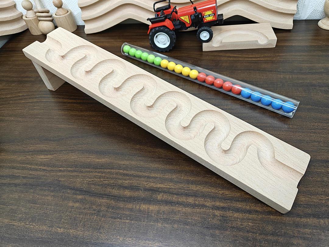 Pack of 2 Marble run Track Haba wood quality track toy for kids, wooden gift for kids toy, montessory toy birthday gift christmas gift Tracks with pipe - Image 4
