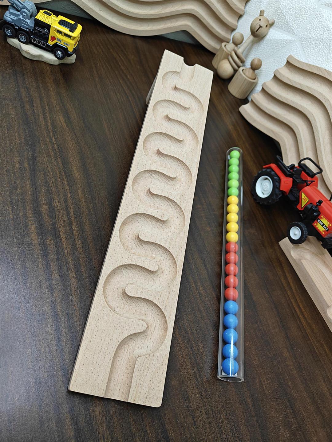 Pack of 2 Marble run Track Haba wood quality track toy for kids, wooden gift for kids toy, montessory toy birthday gift christmas gift Tracks with pipe - Image 6