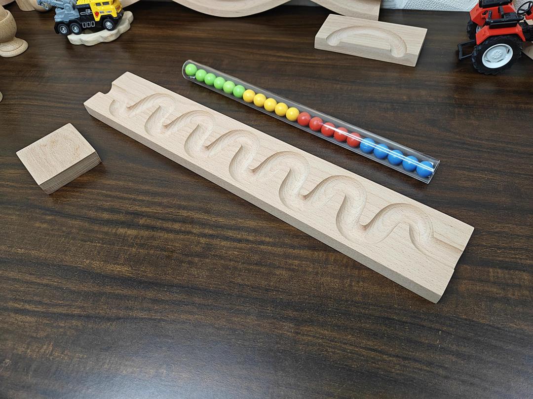 Pack of 2 Marble Run Track, LONG TRACK, , Marble Race , Marble Run Race Wooden Plate, Light weight Toy, Montessori Tracks with pipe - Image 2