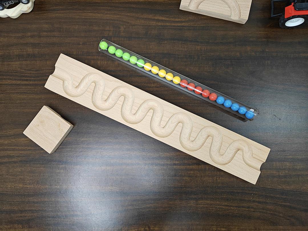 Pack of 2 Marble Run Track, LONG TRACK, , Marble Race , Marble Run Race Wooden Plate, Light weight Toy, Montessori Tracks with pipe - Image 3