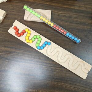 Pack of 2 Marble Run Track, LONG TRACK, , Marble Race , Marble Run Race Wooden Plate, Light weight Toy, Montessori Tracks with pipe