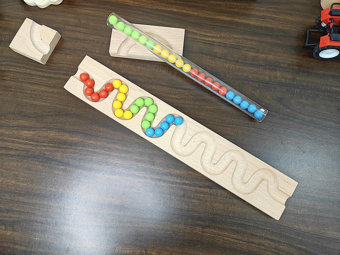 Pack of 2 Marble Run Track, LONG TRACK, , Marble Race , Marble Run Race Wooden Plate, Light weight Toy, Montessori Tracks with pipe