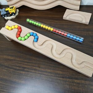 Pack of 2 Marble Run Track LONG TRACK ,Snake Marble Race Marble Run Race Wooden Plate, Light weight Toy, Montessori Snake maze toy wood toy Tracks+Pipe+marbles